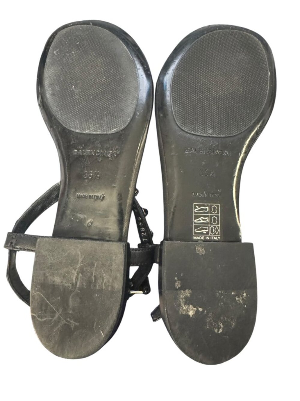 Balenciaga Paris Moto Stud Ankle T Strap thong Sandals Black Leather 36.5 6.5 - Picture 13 of 13